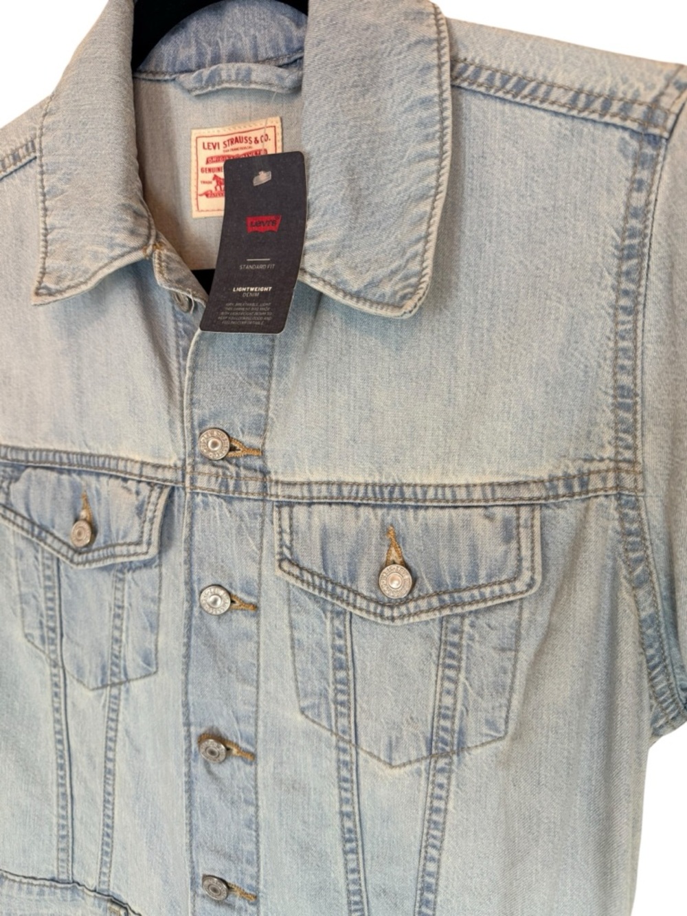 NWT Levi’s Denim Romper Jumpsuit Light Wash Utility Short Sleeve Size S - Picture 4 of 10